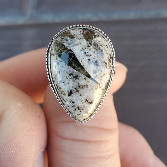 New Green Tourmaline In Quartz 925 Silver Ring. - Picture 11 of 13